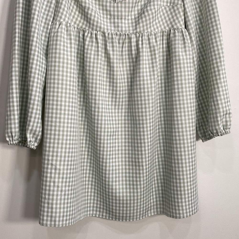 Gianni Bini Gingham Dress Women's 10 babydoll Green - Picture 4 of 12